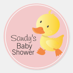 Cute Yellow Duckie Baby Shower Classic Round Sticker
