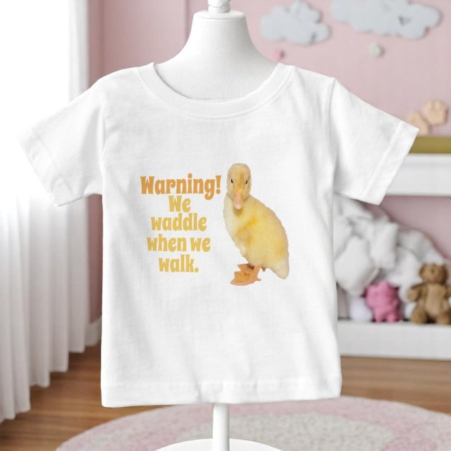Cute Yellow Duckling Profile Photograph Custom Baby T-Shirt (tee shirt front with duckling and template text)