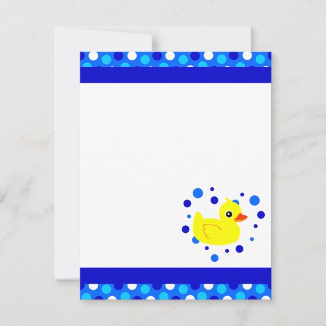 Cute Yellow  Ducky Blue Flat Thank You Note Cards (Front)