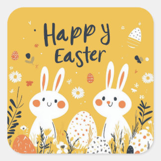 Cute Yellow Easter Bunnies Sticker