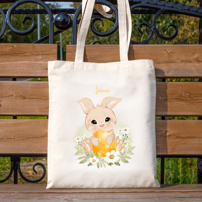 Cute Yellow Easter Bunny Personalized Unisex Tote Bag (Creator Uploaded)