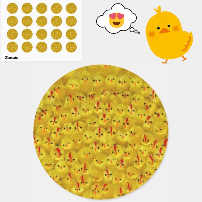 Cute Yellow Easter Chicks Sticker (Colorful yellow baby toy chick stickers, for Easter or year-round cheer!)