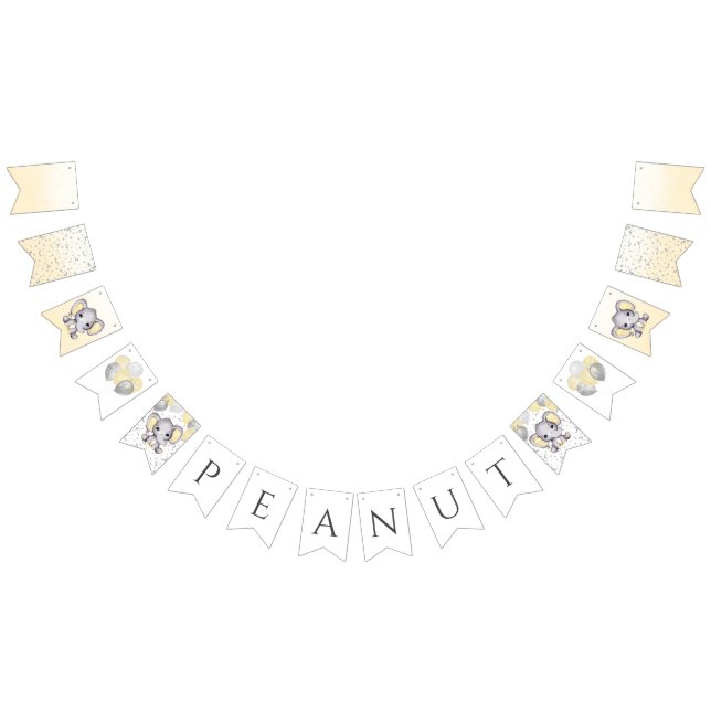 Cute Yellow Elephant Balloons Baby Shower  Bunting (All)