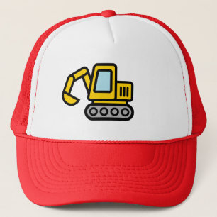 Cute yellow excavator illustration trucker hat