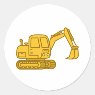 Cute Yellow Excavator Sticker - Construction Truck
