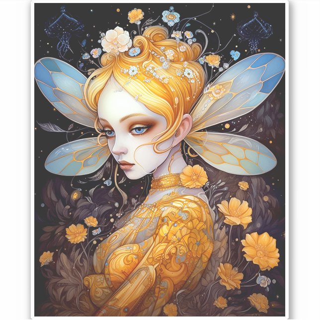 Cute Yellow Fairy Fantasy Art (Front)