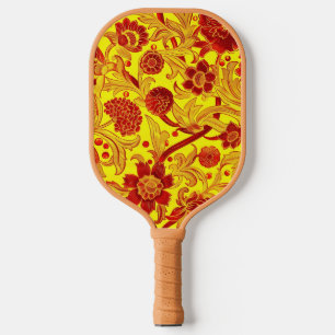 Cute Yellow Floral Retro Pickleball Paddle