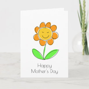 Cute Yellow Flower Smiling Mothers Day Card