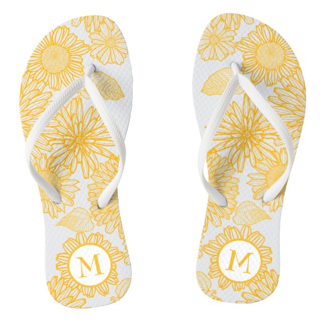 Cute Yellow Flowers Jandals (Footbed)