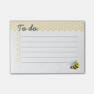 Cute Yellow Flying Honey Bee Honeycomb Post-it Notes