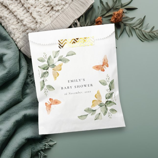 Cute Yellow Garden Foliage Butterflies Baby Shower Favour Bags (Creator Uploaded)