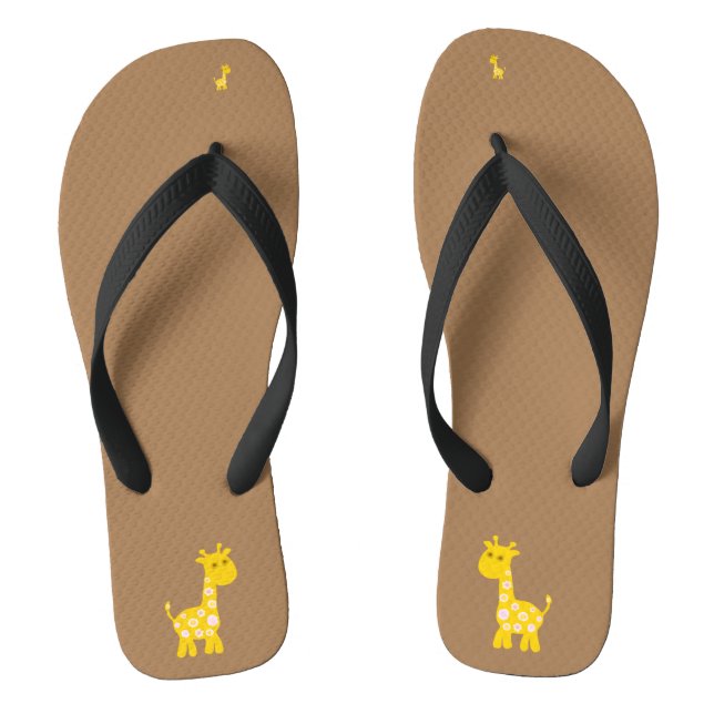 Cute Yellow Giraffe Flower  Jandals (Footbed)