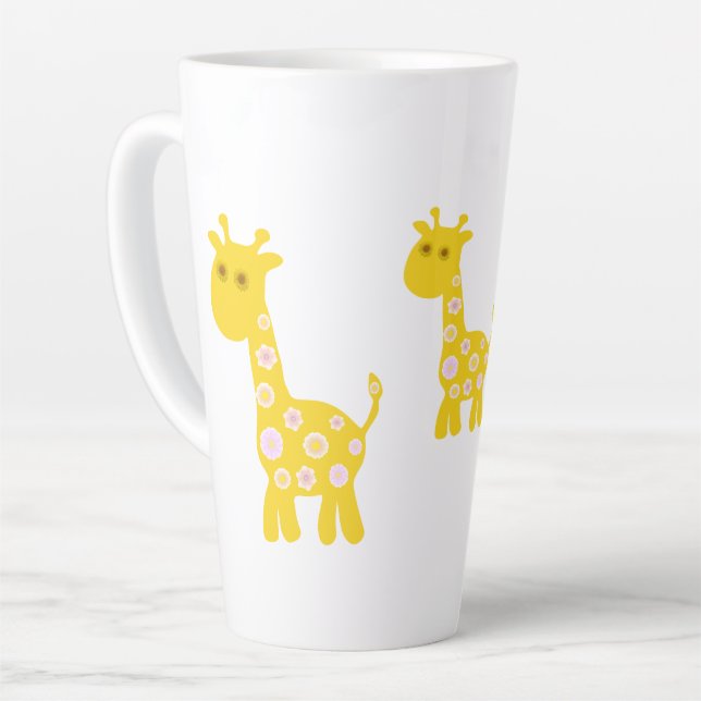 Cute Yellow Giraffe Flower  Latte Mug (Left Angle)