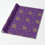 Cute Yellow Gold Christmas Snowflakes on Purple Wrapping Paper<br><div class="desc">Mixed sized pretty yellow gold snowflakes are scattered throughout this Christmas seasonal pattern. This cute festive design with a purple background is sure to please any age and perfect for anyone who likes traditional xmas patterns.</div>