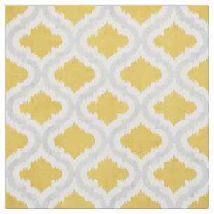 Cute yellow grey ikat Moroccan pattern Fabric