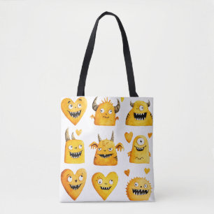 Cute Yellow Halloween Monsters Tote Bag