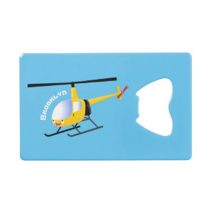 Cute yellow happy cartoon helicopter