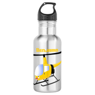 Cute yellow happy cartoon helicopter 532 ml water bottle