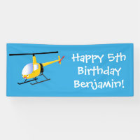 Cute yellow happy cartoon helicopter