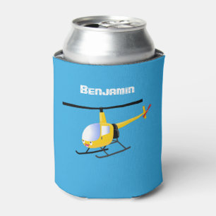Cute yellow happy cartoon helicopter can cooler