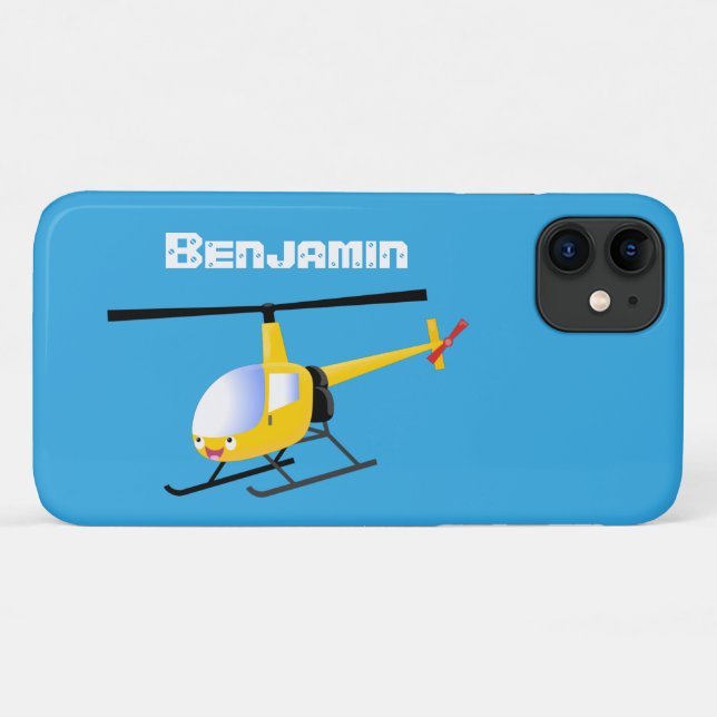 Cute yellow happy cartoon helicopter Case-Mate iPhone case (Back (Horizontal))