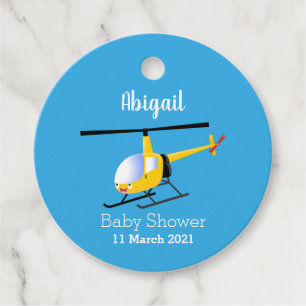 Cute yellow happy cartoon helicopter  favour tags