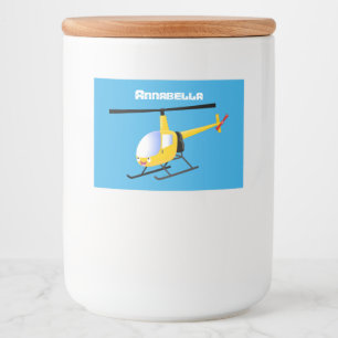 Cute yellow happy cartoon helicopter food label