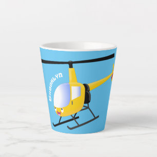 Cute yellow happy cartoon helicopter latte mug