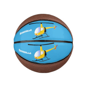 Cute yellow happy cartoon helicopter mini basketball