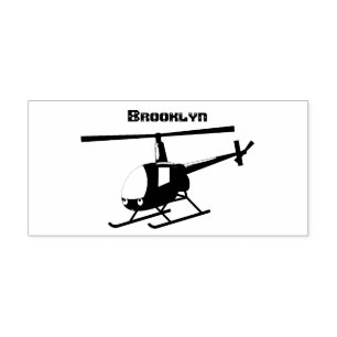 Cute yellow happy cartoon helicopter rubber stamp