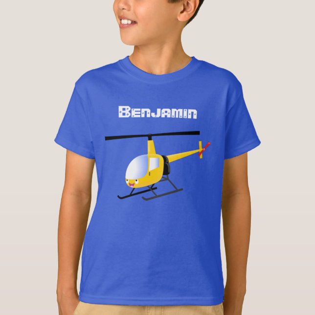 Cute yellow happy cartoon helicopter T-Shirt (Front)