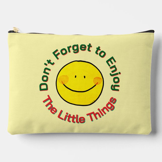 Cute Yellow Happy Face Enjoy Little Things Accessory Pouch (Front)