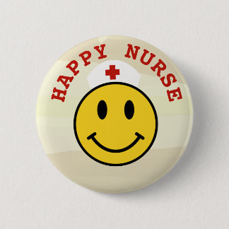 Cute Yellow Happy Face Nurse Pinback Button