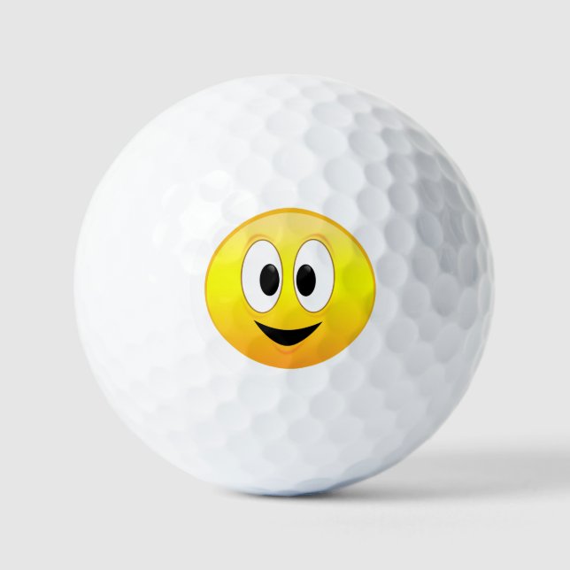 Cute Yellow Happy Smiling Face Golf Balls (Front)