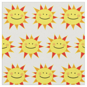 cute yellow happy sun pattern fabric
