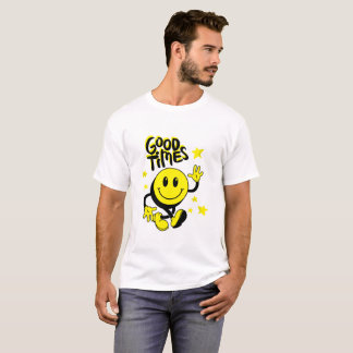Cute Yellow Happy Vibes Cartoon Art T-Shirt