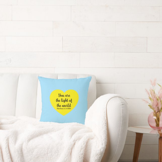 Cute Yellow Heart Bible Verse Words of Jesus Blue Cushion (Couch)