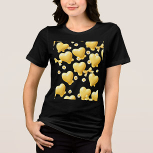 Cute Yellow Hearts Black Shirt - Sweet Love Patter