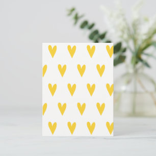Cute Yellow Hearts Pattern Postcard