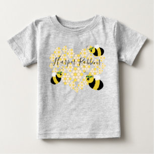 Cute Yellow Honeycomb Heart Honey Bee Baby Gift T-Shirt