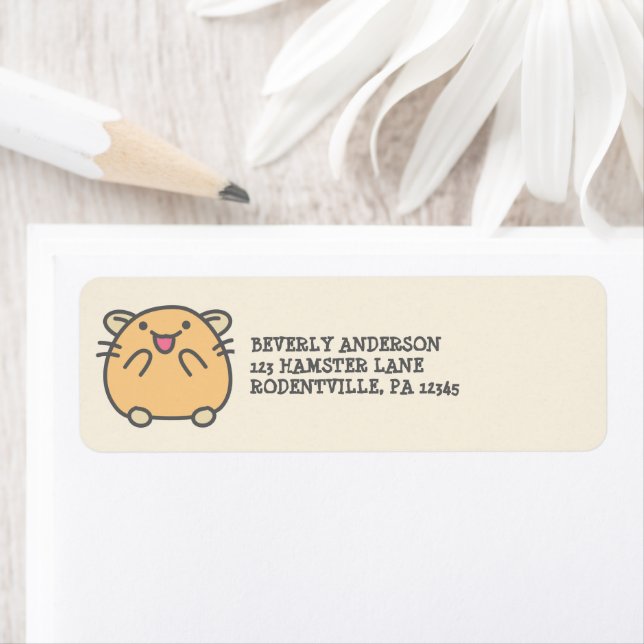 Cute Yellow Kawaii Hamster Return Address (Insitu)
