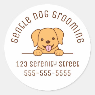 Cute Yellow Lab Dog Peeking Custom Text Classic Round Sticker