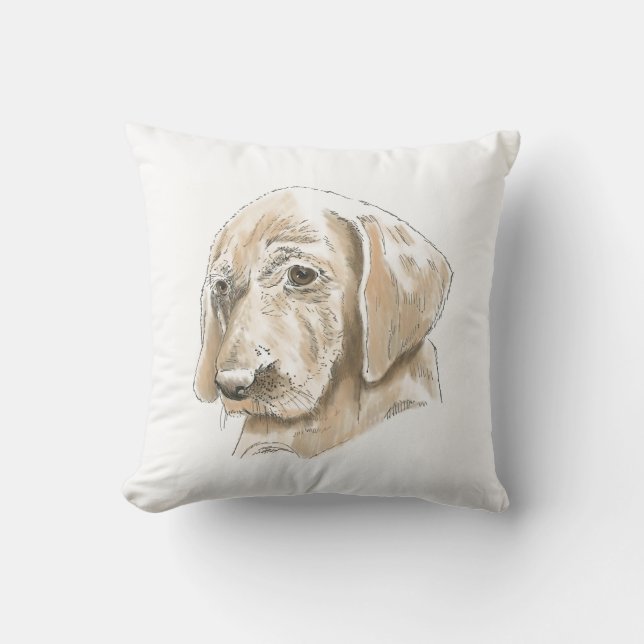 Cute Yellow Lab Loveable Puppy Cushion (Front)
