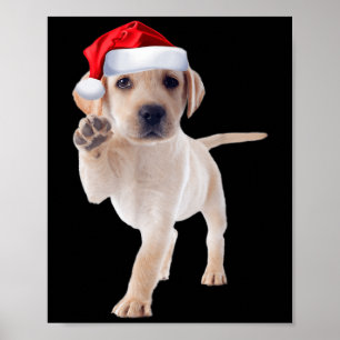 Cute Yellow Lab Puppy Shirt Santa Hat Funny Christ Poster