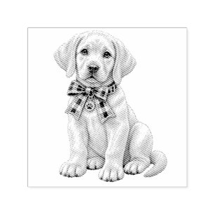 Cute Yellow Lab Wearing Ribbon Stamp