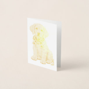 Cute Yellow Lab Wearing Ribbon Stamp Foil Card