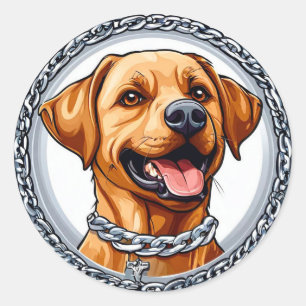 Cute yellow labrador dog classic round sticker