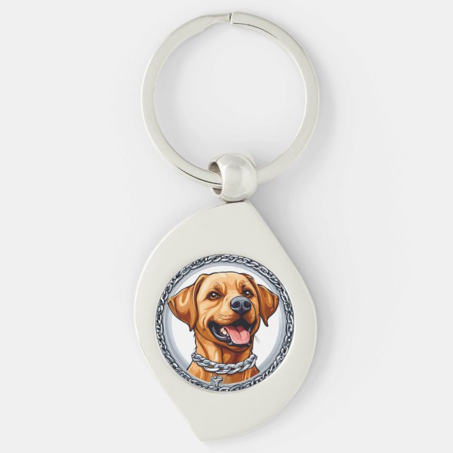 Cute yellow labrador key ring (Front)