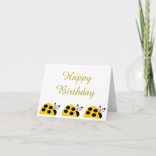 Cute Yellow Ladybug Birthday Card