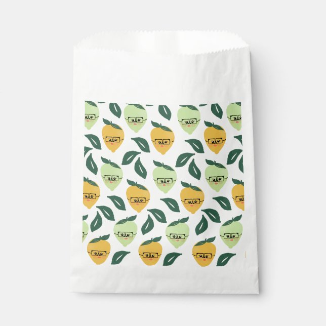 Cute yellow lemon cartoon funny illustration favour bags (Front)